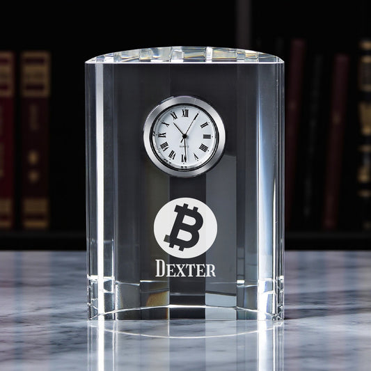 Bitcoin Crypto Personalized Optic Crystal Desk Clock