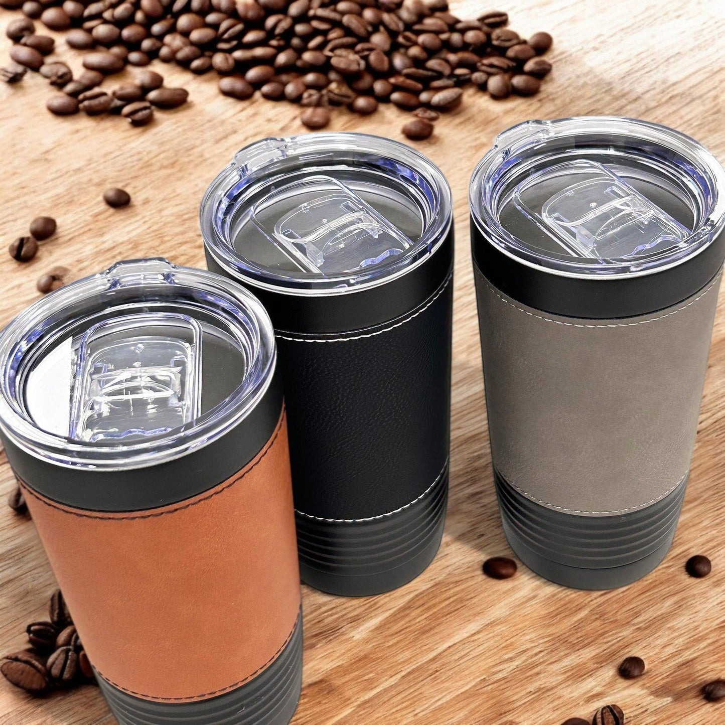 Firefighter Personalized Black 20 oz Leather Tumbler