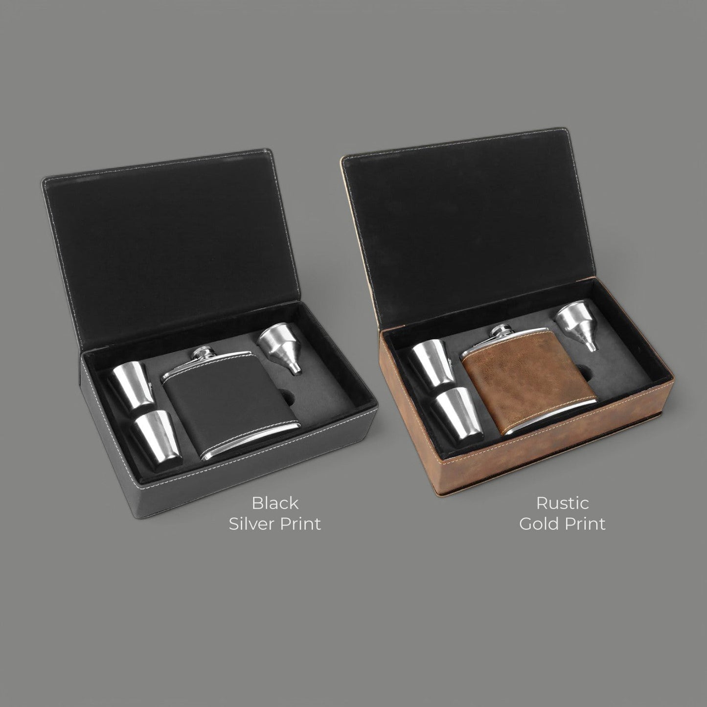 Firefighter Personalized Leather Flask Set
