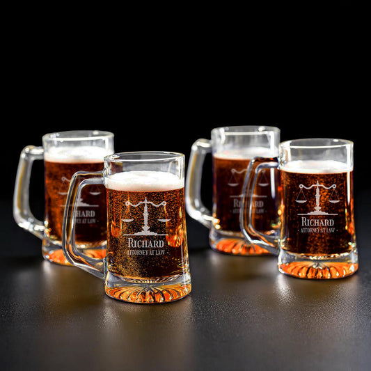 Lawyer Personalized Beer Mug Glass Set - 4pc