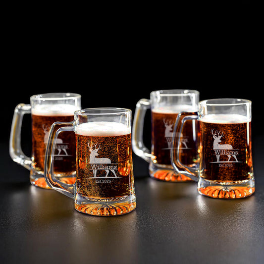 Hunting Personalized Beer Mug Glass Set - 4pc