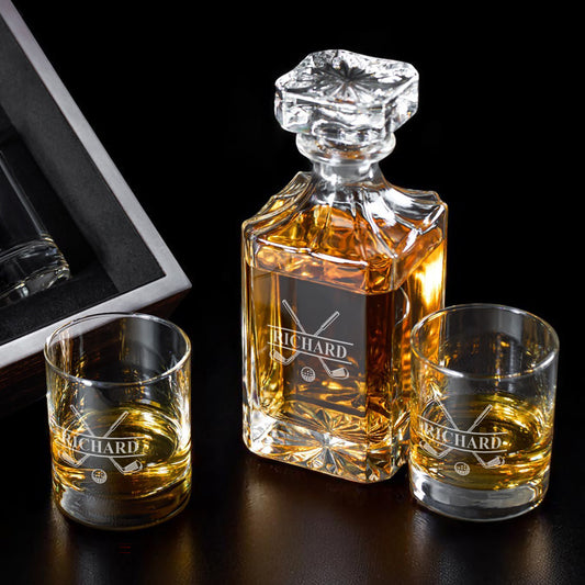 Golf Personalized Classic Whiskey Decanter with Glasses Gift Set