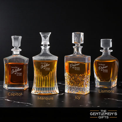 Godfather Personalized Whiskey Decanter with Whiskey Rocks Glasses Set - 3pc