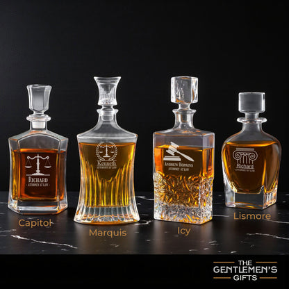 Lawyer Personalized Whiskey Decanter with Whiskey Rocks Glasses Set - 3 pc