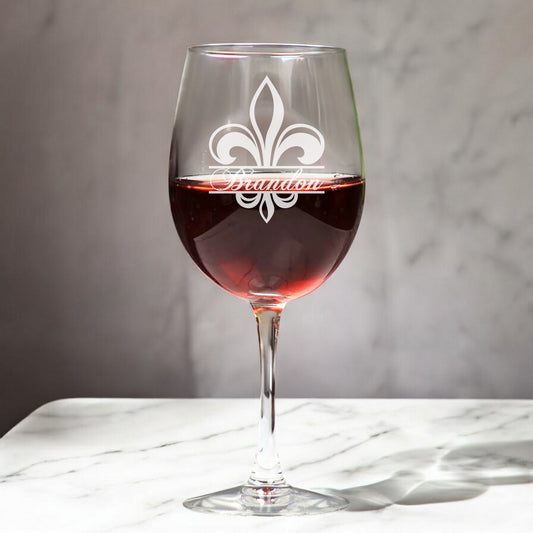 Fleur De Lis Personalized Wine Glass