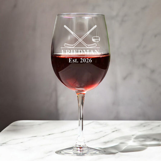 Hockey Personalized Wine Glass