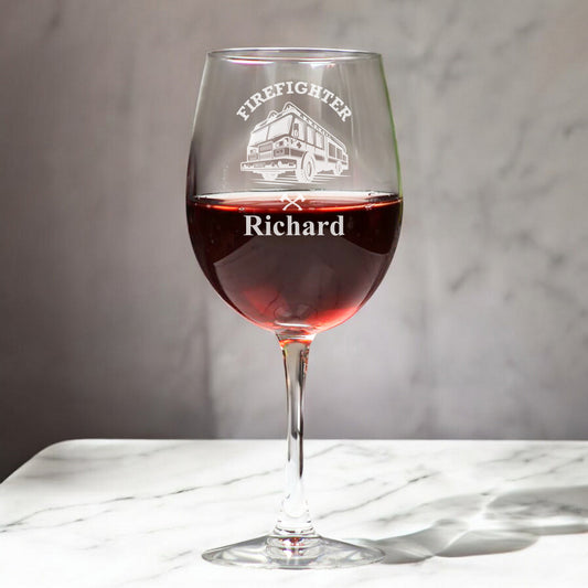 Firefighter Personalized Wine Glass