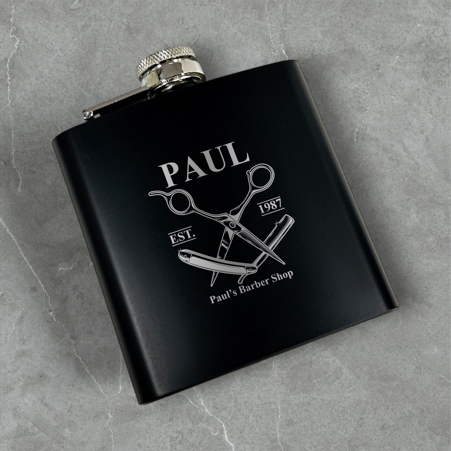 Barber Personalized Metal Flask