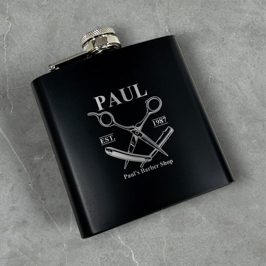 Barber Personalized Metal Flask