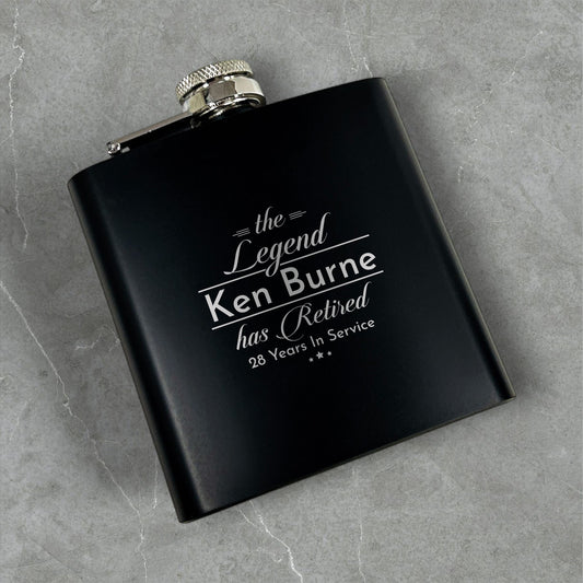 The Legend Has Retired Personalized Metal Flask