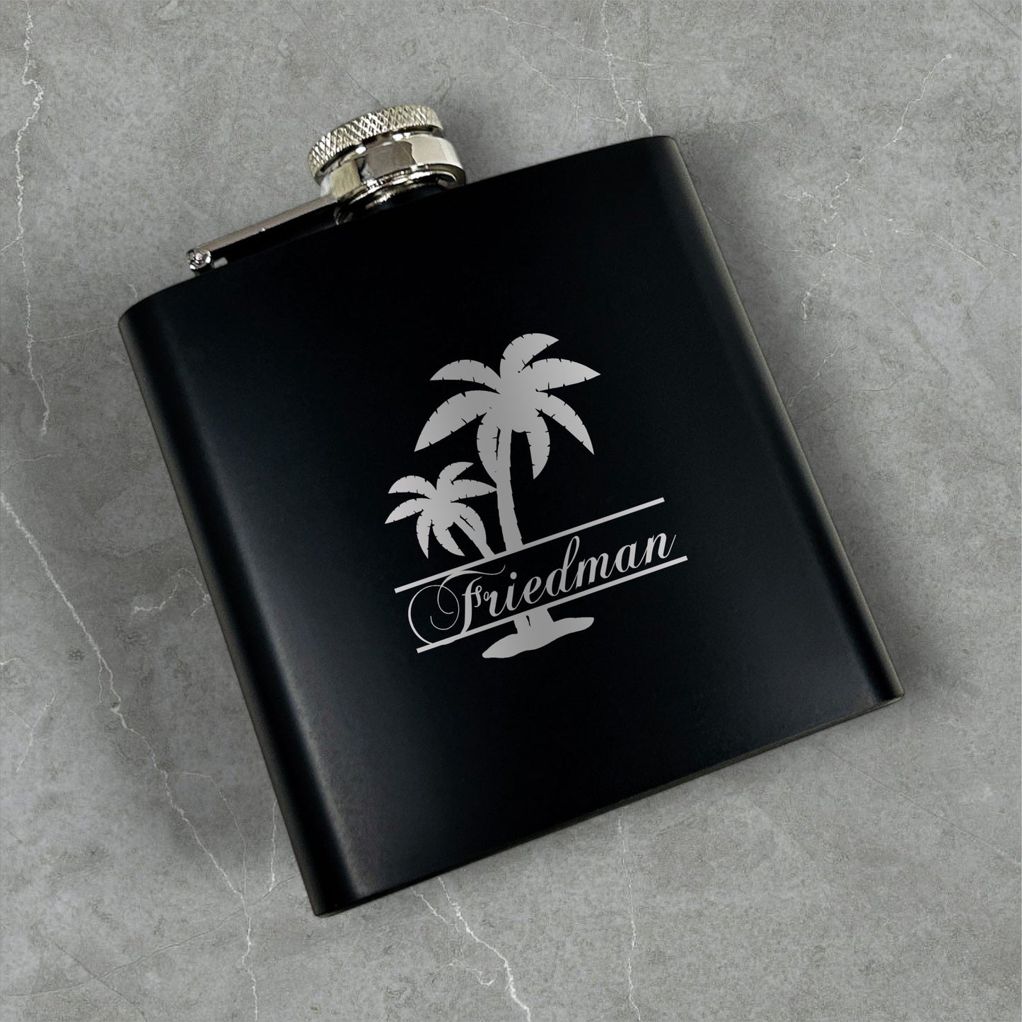 Palm Tree Personalized Metal Flask