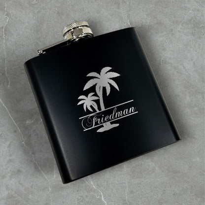 Palm Tree Personalized Metal Flask