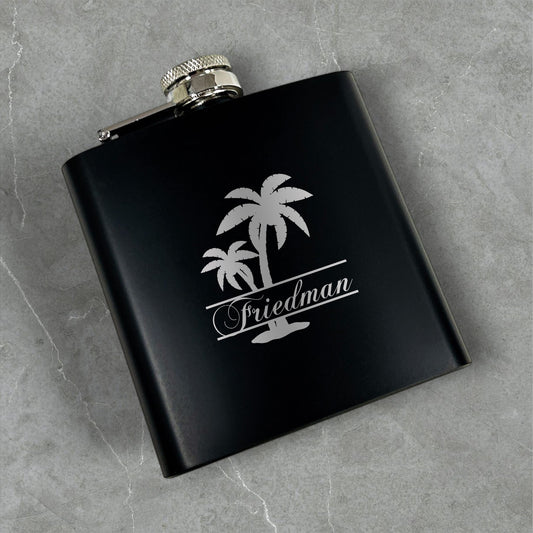 Palm Tree Personalized Metal Flask