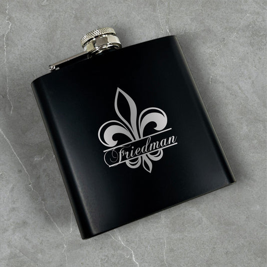 Fleur De Lis Personalized Metal Flask