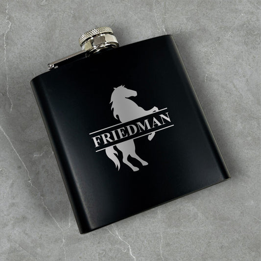Equestrian Horse Personalized Metal Flask