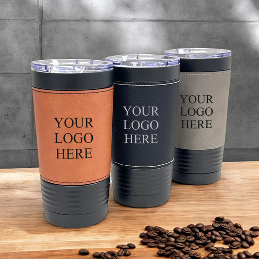 Custom Logo Personalized Black 20 oz Leather Tumbler
