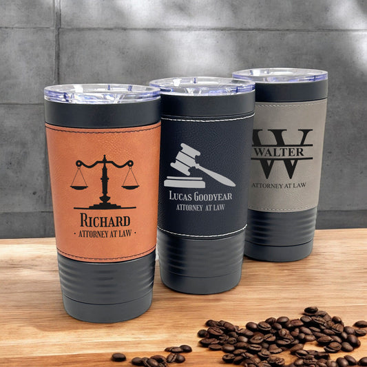 Lawyer Personalized Black 20 oz Leather Tumbler