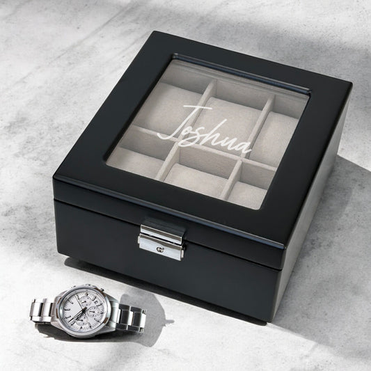 Signature Collection Personalized Wooden 6-Slot Watch Box