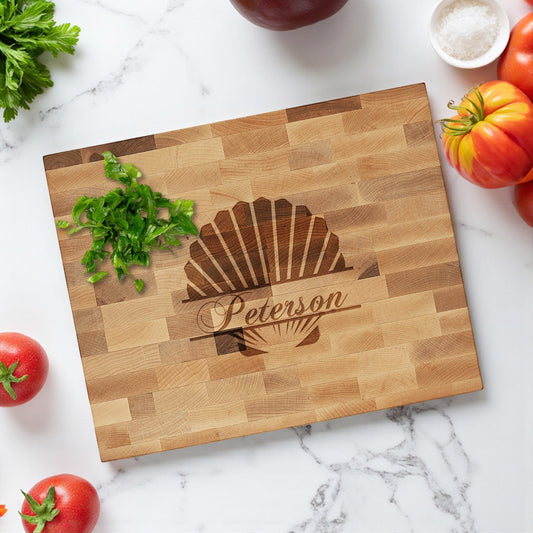 Seashell Personalized Butcher Block Cutting Board