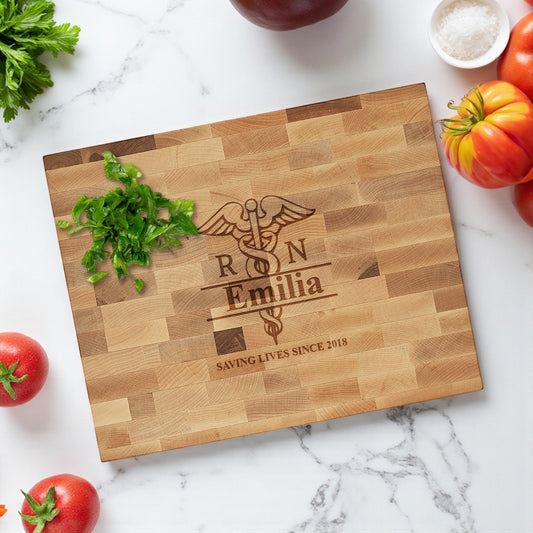 Medical Professionals Personalized Butcher Block Cutting Board