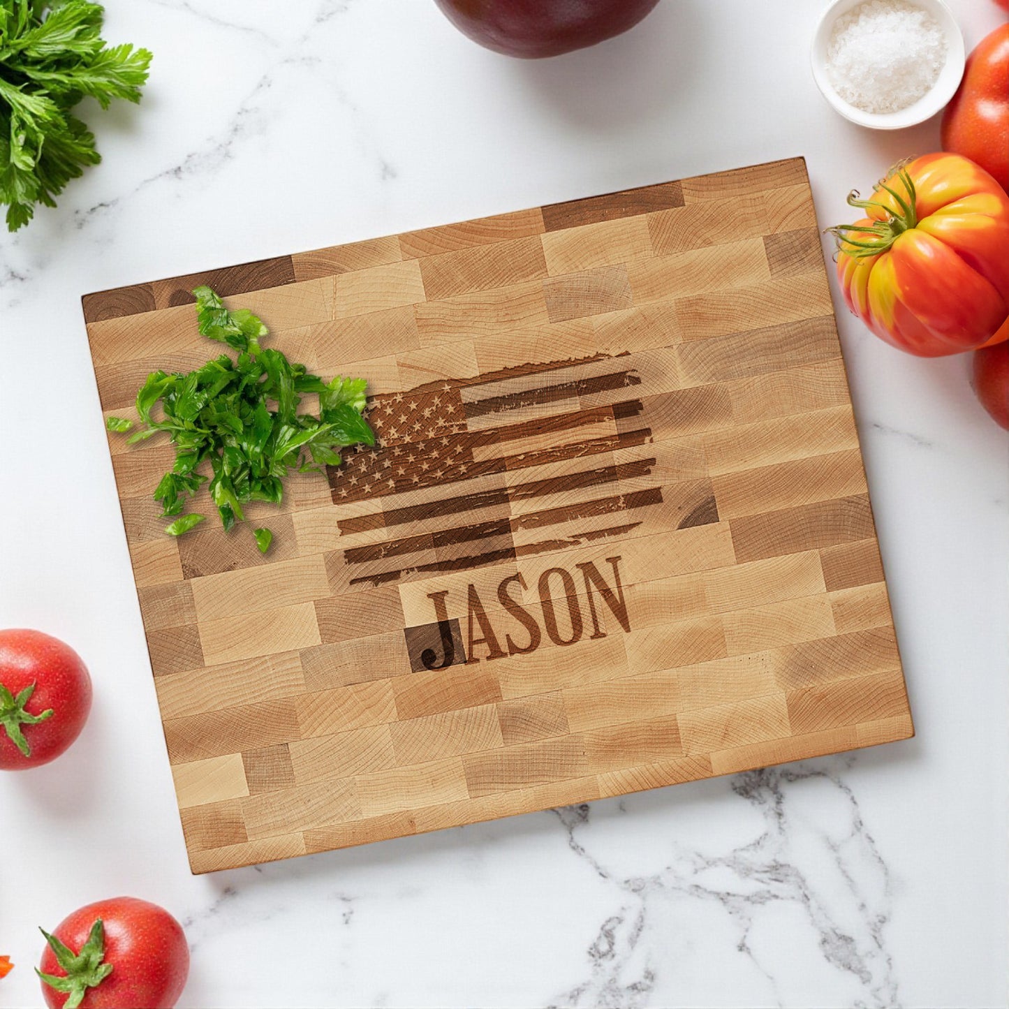 Patriotic Military Personalized Butcher Block Cutting Board