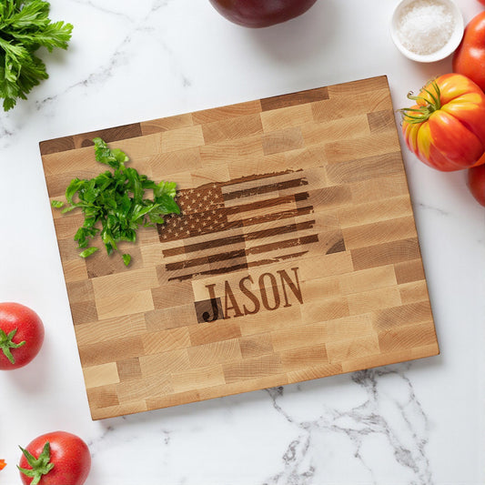 Patriotic Military Personalized Butcher Block Cutting Board