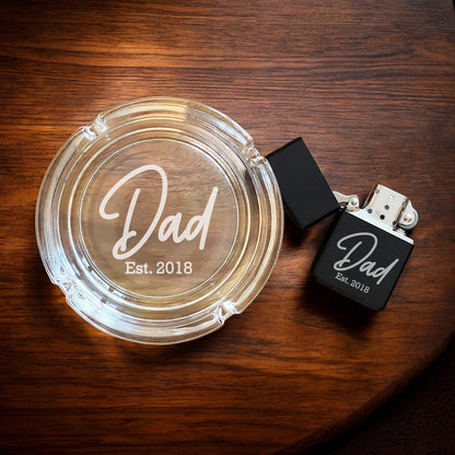 Dad Personalized Cigarette Ashtray and Lighter