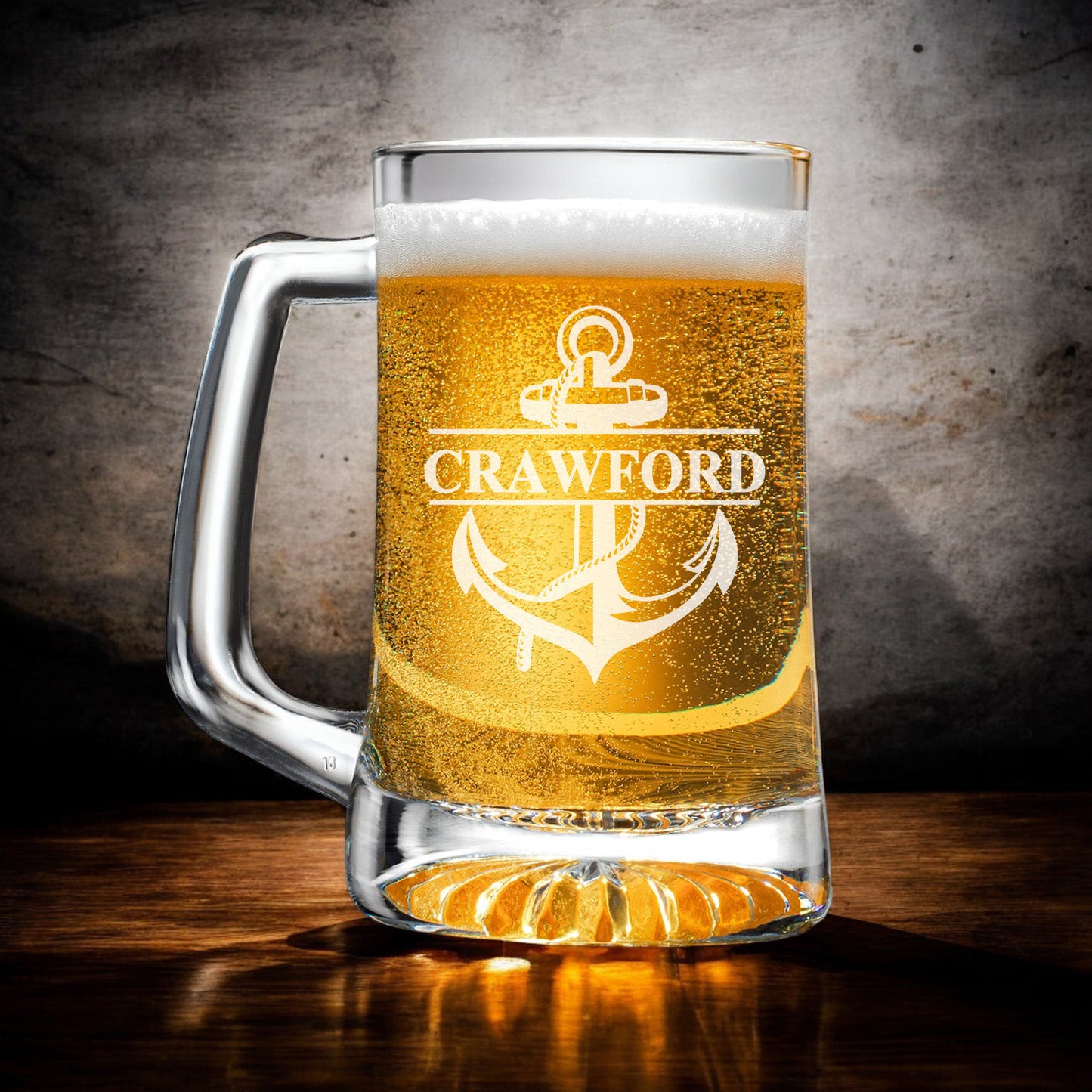Anchor Personalized Beer Mug and Beer Pint Glass Set
