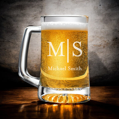 Monogram Personalized Beer Mug and Beer Pint Glass Set