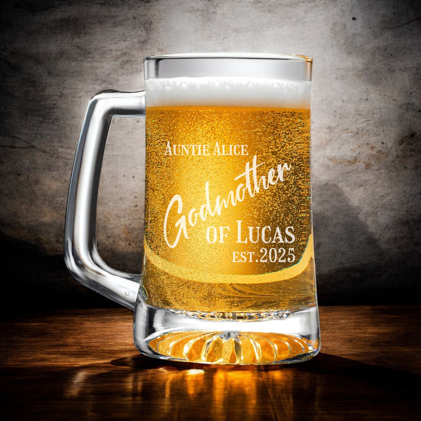 Godmother Personalized Beer Mug and Beer Pint Glass Set