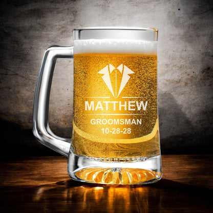 Groomsmen Personalized Beer Mug and Wine Glass Gift Set