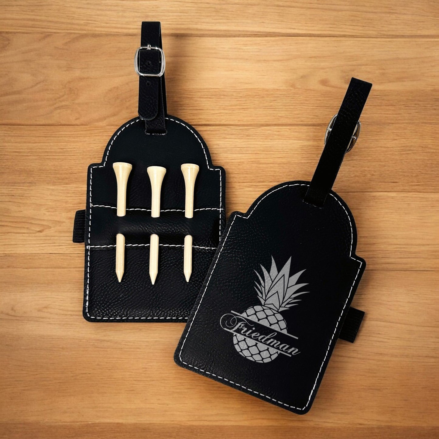Pineapple Personalized Golf Bag Tag and Tee Holder