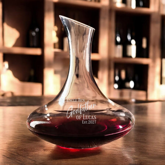 Godfather Padrino Personalized Wine Decanter with Stemless Wine Glass Set