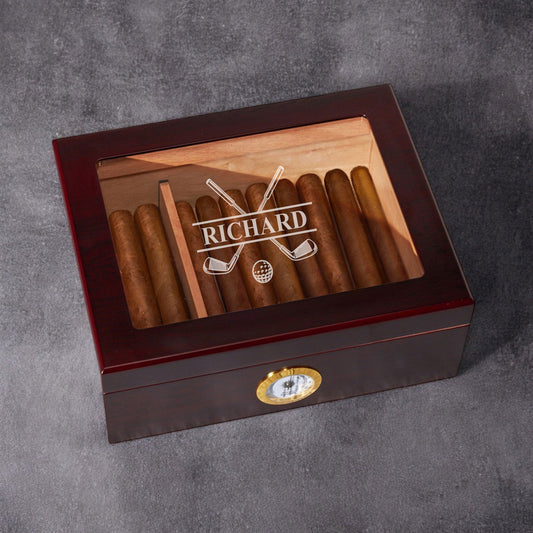 Golf Personalized Cigar Humidor 50 Count