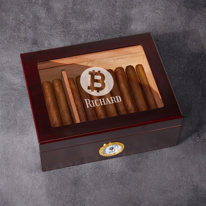 Bitcoin Cryto Personalized Cigar Humidor 50 Count