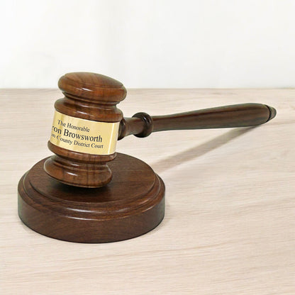 Personalized Wood Gavel with Wood Base Set
