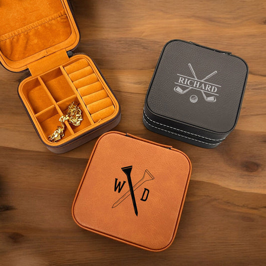 Golf Personalized Leather Travel Jewelry Case