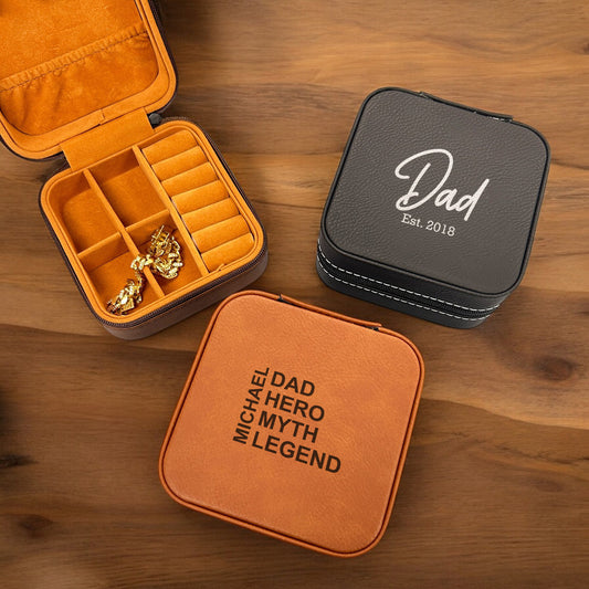 Dad Personalized Leather Travel Jewelry Case