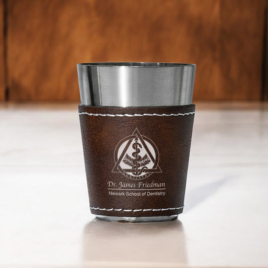 Medical Professionals Personalized Leather Stainless Steel Shot Glass