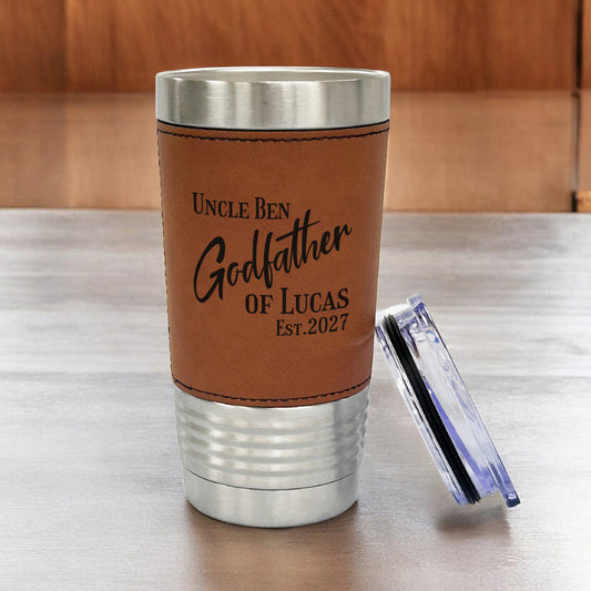 Godfather Padrino Personalized 20 oz. Leather Tumbler