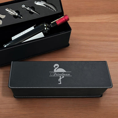 Flamingo Personalized Leather Wine Bottle Accessory Gift Box