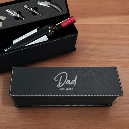 Dad Personalized Leather Wine Bottle Accessory Gift Box