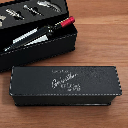 Godmother Personalized Leather Wine Bottle Accessory Gift Box