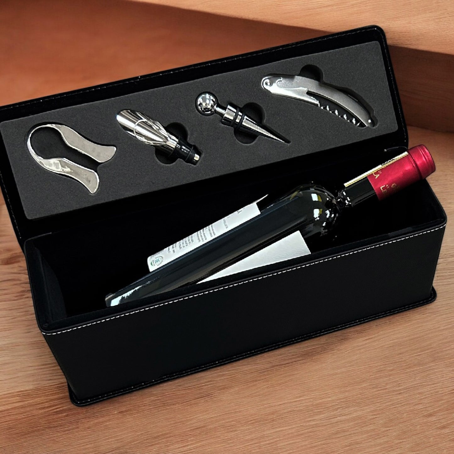 Firefighter Personalized Leather Wine Bottle Accessory Gift Box