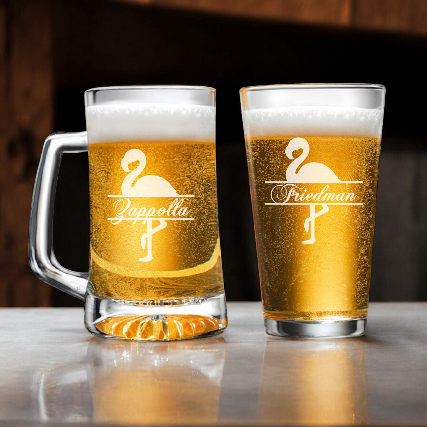 Flamingo Personalized Beer Glass