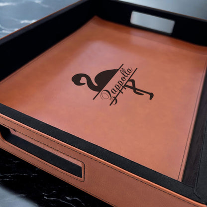 Flamingo Personalized Rectangle Leather Serving Tray