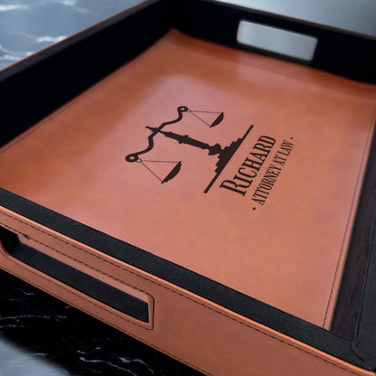Lawyer Personalized Rectangle Leather Serving Tray