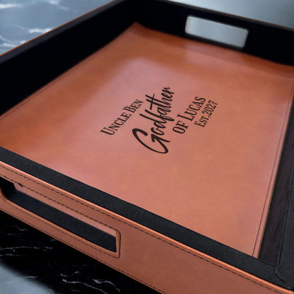 Godfather Padrino Personalized Rectangle Leather Serving Tray