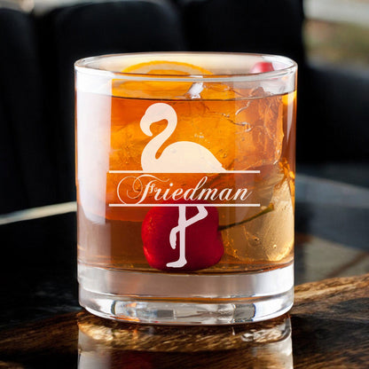 Flamingo Personalized Rocks Whiskey Glass