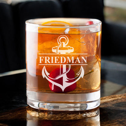 Anchor Personalized Whiskey Decanter with Whiskey Rocks Glasses Set - 3pc